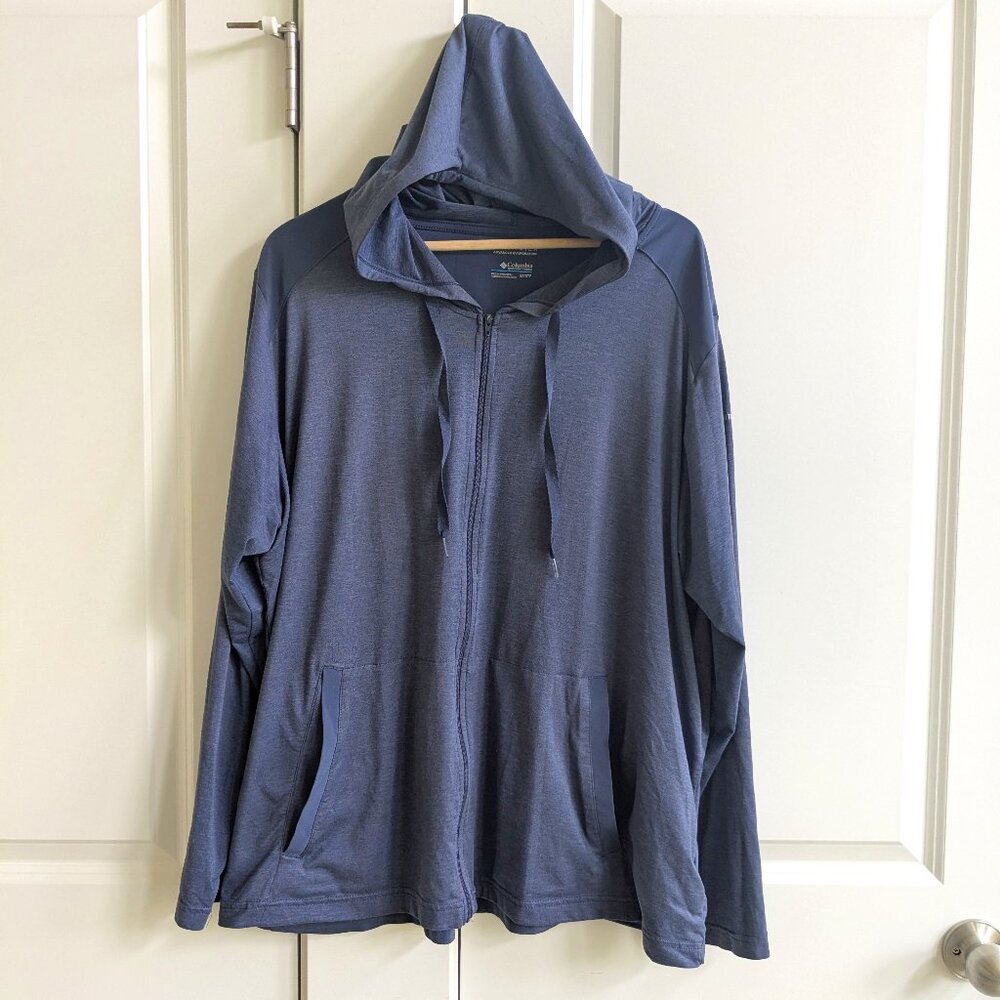 Columbia Zip Up Hoodie Blue Omni Wick Advanced Evaporation Lightweight Jacket